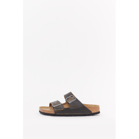 BIRKENSTOCK FADED KHAKI ARIZONA REGULAR SOFT FOOTBED OILED LEATHER SANDALS